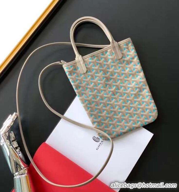 New Style Goyard Poitiers Claire-Voie Top Handle Bag 8013 Turquoise Blue