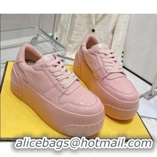 Perfect Fendi Fashion Show Low-top Platform Sneakers 7cm in Pink Brushed Leather 329040