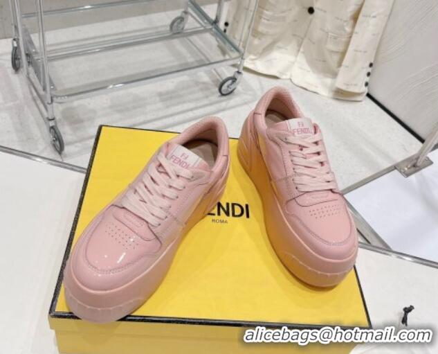 Perfect Fendi Fashion Show Low-top Platform Sneakers 7cm in Pink Brushed Leather 329040