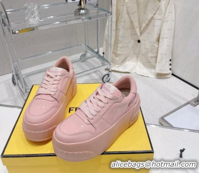 Perfect Fendi Fashion Show Low-top Platform Sneakers 7cm in Pink Brushed Leather 329040