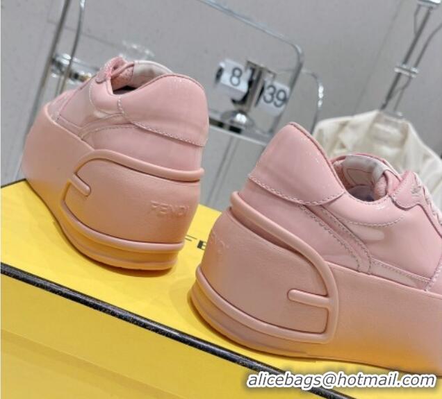 Perfect Fendi Fashion Show Low-top Platform Sneakers 7cm in Pink Brushed Leather 329040