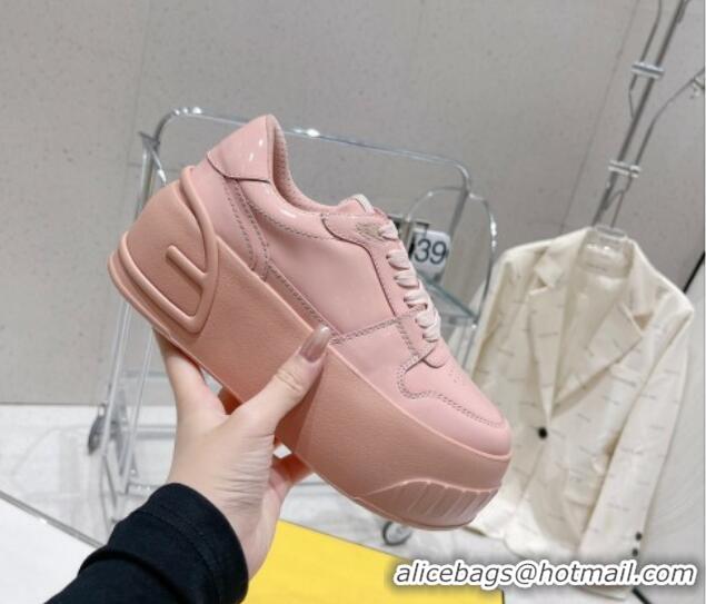 Perfect Fendi Fashion Show Low-top Platform Sneakers 7cm in Pink Brushed Leather 329040