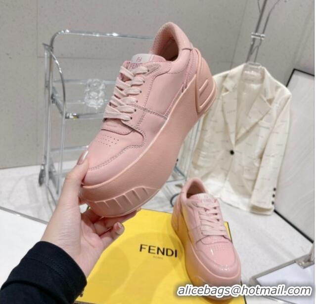 Perfect Fendi Fashion Show Low-top Platform Sneakers 7cm in Pink Brushed Leather 329040