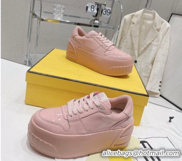 Perfect Fendi Fashion Show Low-top Platform Sneakers 7cm in Pink Brushed Leather 329040