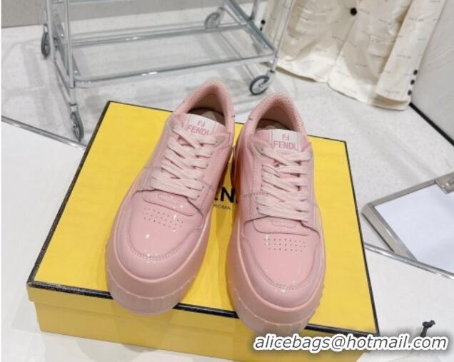 Perfect Fendi Fashion Show Low-top Platform Sneakers 7cm in Pink Brushed Leather 329040