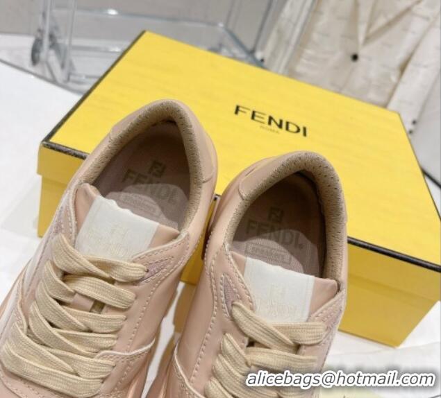 Sophisticated Fendi Fashion Show Low-top Platform Sneakers 7cm in Rose Beige Brushed Leather 329042