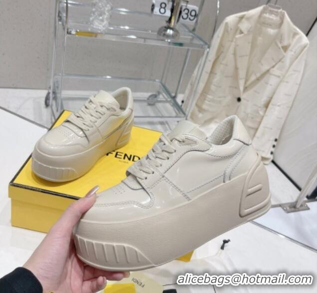 Pretty Style Fendi Fashion Show Low-top Platform Sneakers 7cm in White Brushed Leather 329044