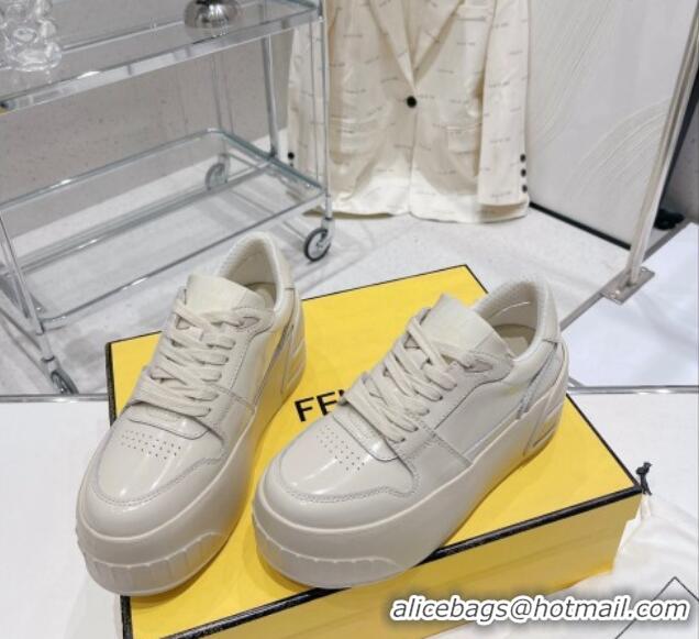 Pretty Style Fendi Fashion Show Low-top Platform Sneakers 7cm in White Brushed Leather 329044