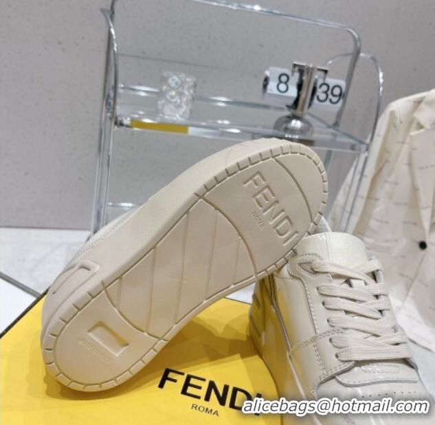 Pretty Style Fendi Fashion Show Low-top Platform Sneakers 7cm in White Brushed Leather 329044