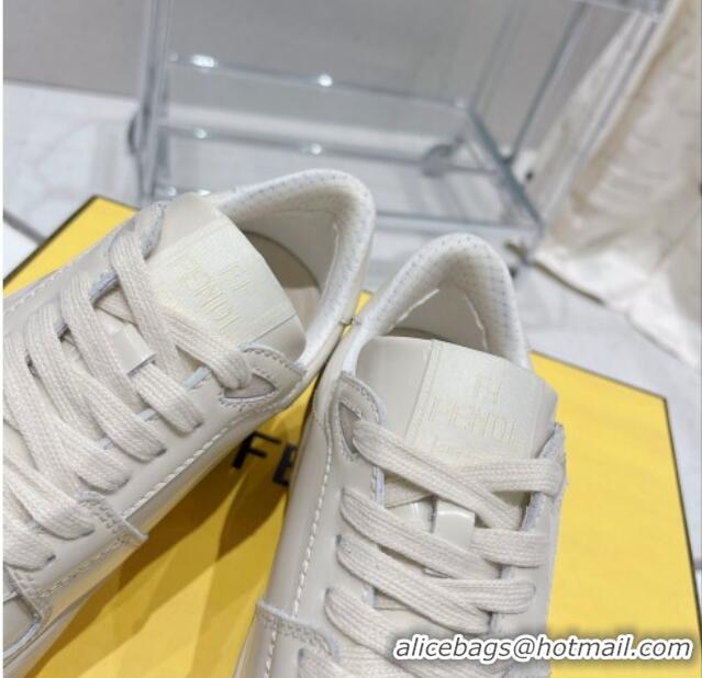 Pretty Style Fendi Fashion Show Low-top Platform Sneakers 7cm in White Brushed Leather 329044