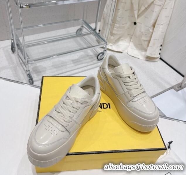 Pretty Style Fendi Fashion Show Low-top Platform Sneakers 7cm in White Brushed Leather 329044