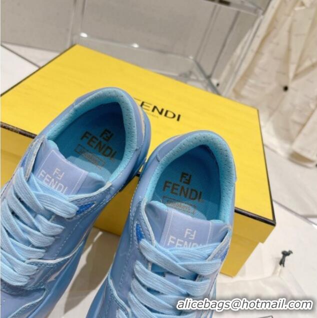 Good Looking Fendi Fashion Show Low-top Platform Sneakers 7cm in Light Blue Brushed Leather 329045