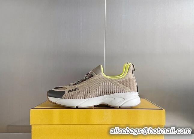 Discount Fendi Faster Trainers Low-top Sneakers in Beige Knit Mesh 401029