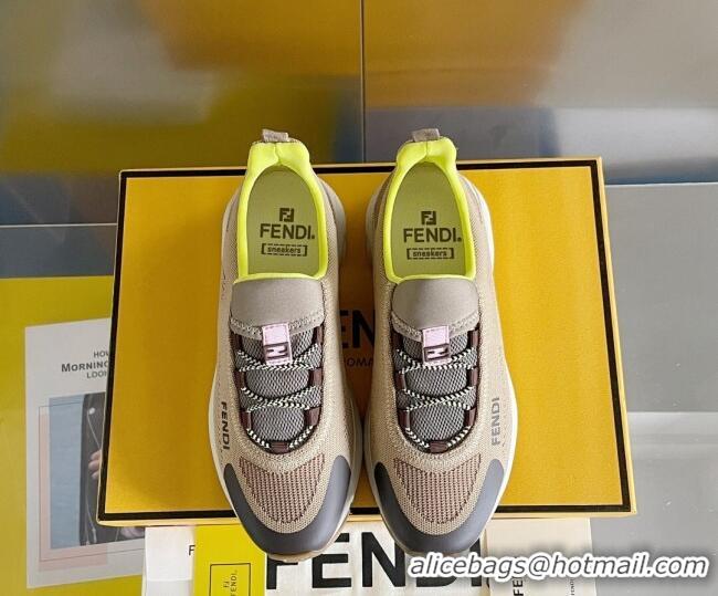 Discount Fendi Faster Trainers Low-top Sneakers in Beige Knit Mesh 401029