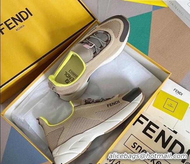 Discount Fendi Faster Trainers Low-top Sneakers in Beige Knit Mesh 401029