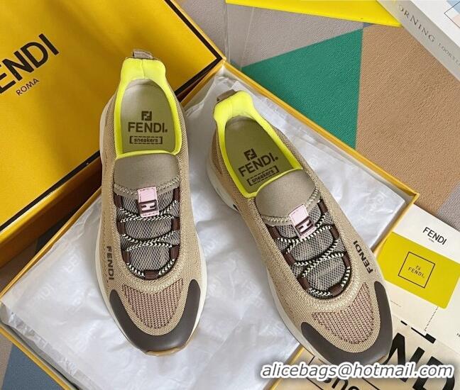 Discount Fendi Faster Trainers Low-top Sneakers in Beige Knit Mesh 401029