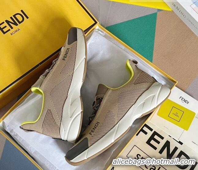 Discount Fendi Faster Trainers Low-top Sneakers in Beige Knit Mesh 401029