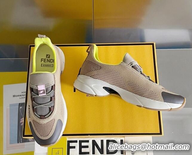 Discount Fendi Faster Trainers Low-top Sneakers in Beige Knit Mesh 401029