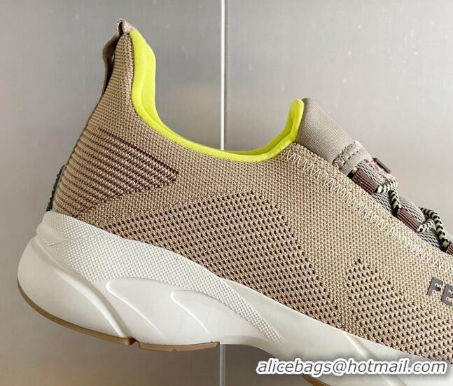 Discount Fendi Faster Trainers Low-top Sneakers in Beige Knit Mesh 401029