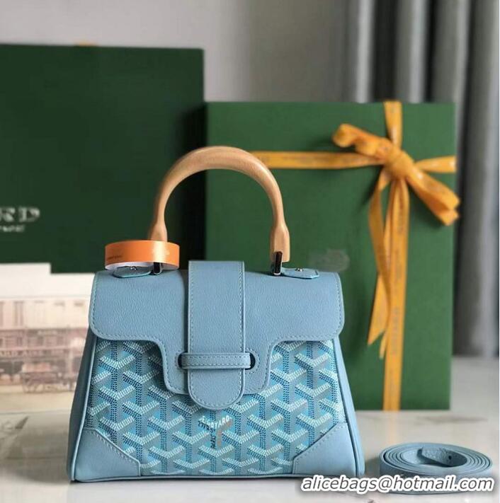 Pretty Style Goyard Saigon Souple Mini Top Handle Bag 8005 Light Blue