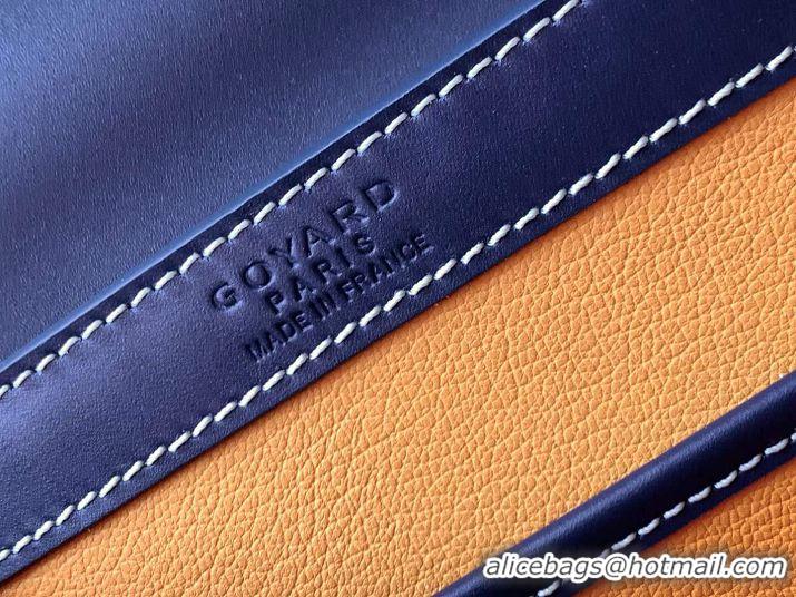 Grade Goyard Saigon Bag In Yellow NIEVRE Goat Leather And Beech Wood Handle 8007 Nave Blue