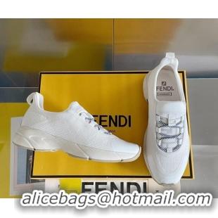 Sumptuous Fendi Faster Trainers Low-top Sneakers in White Knit Mesh 401031