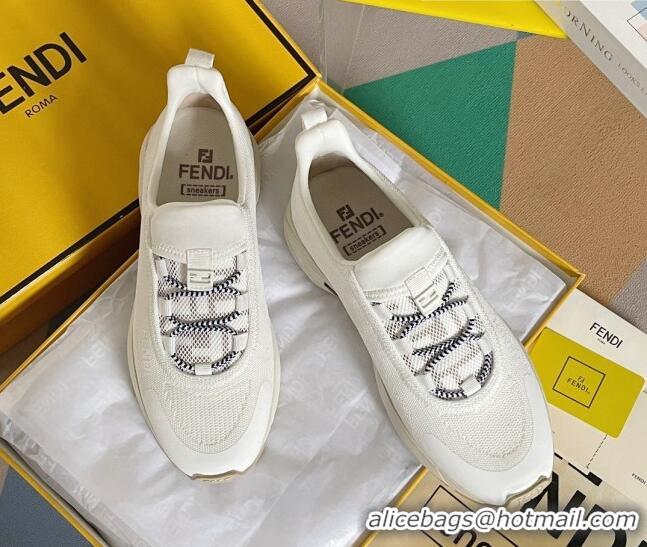 Sumptuous Fendi Faster Trainers Low-top Sneakers in White Knit Mesh 401031