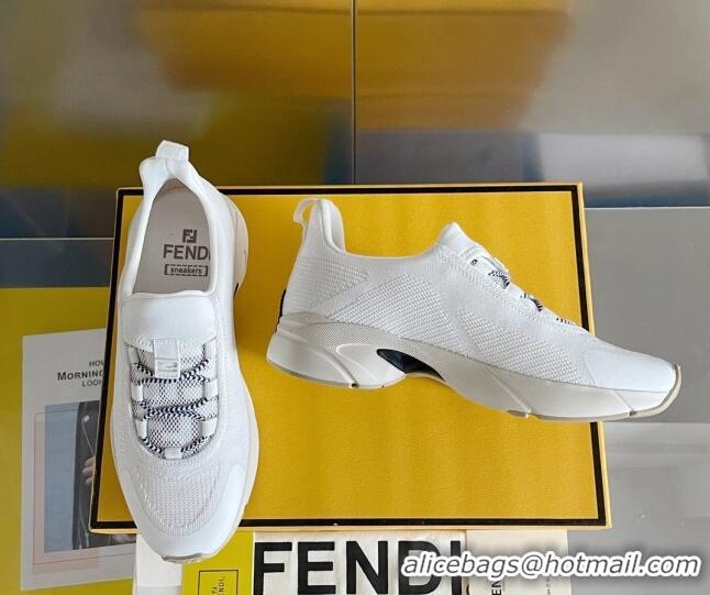 Sumptuous Fendi Faster Trainers Low-top Sneakers in White Knit Mesh 401031