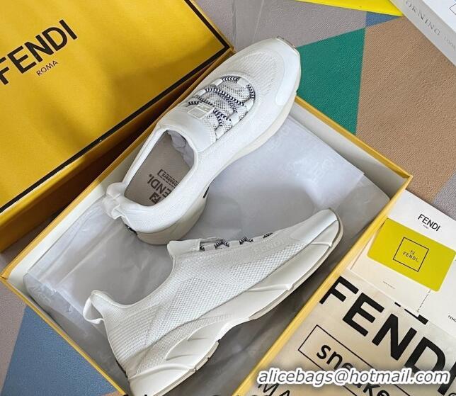 Sumptuous Fendi Faster Trainers Low-top Sneakers in White Knit Mesh 401031