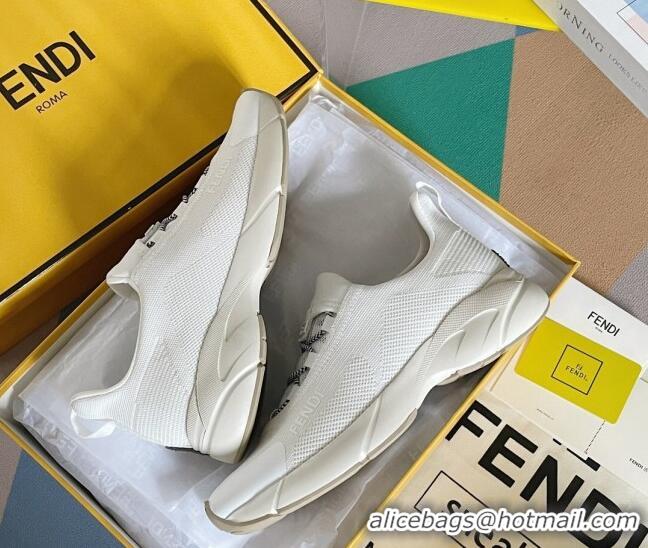 Sumptuous Fendi Faster Trainers Low-top Sneakers in White Knit Mesh 401031