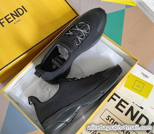 Classic Hot Fendi Faster Trainers Low-top Sneakers in Black Knit Mesh 401032