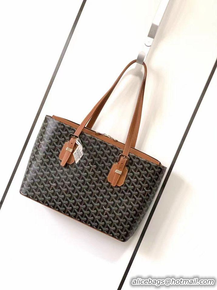 Famous Brand Goyard Original Medieval Tote Bag 8008 Black And Tan