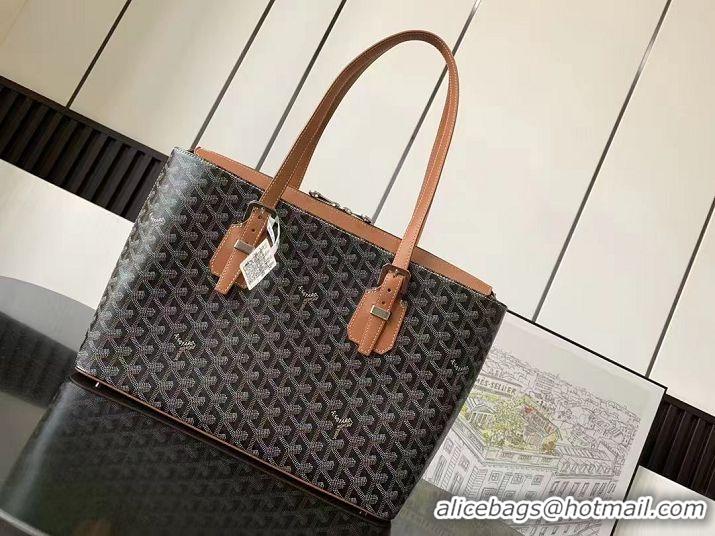 Famous Brand Goyard Original Medieval Tote Bag 8008 Black And Tan