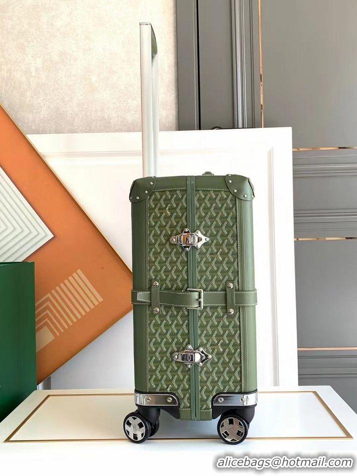 Well Crafted Goyard Bourget PM Trolley Case Wheeled Luggage 20inches GY1647 Avocado Green