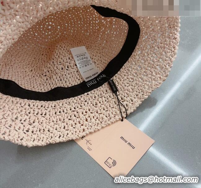 Cheapest Miu Miu Straw Bucket Hat 061302 Light Pink 2023