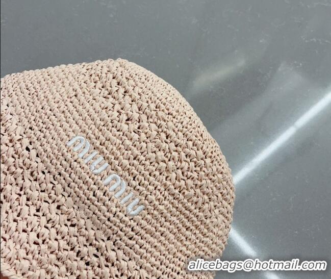 Cheapest Miu Miu Straw Bucket Hat 061302 Light Pink 2023