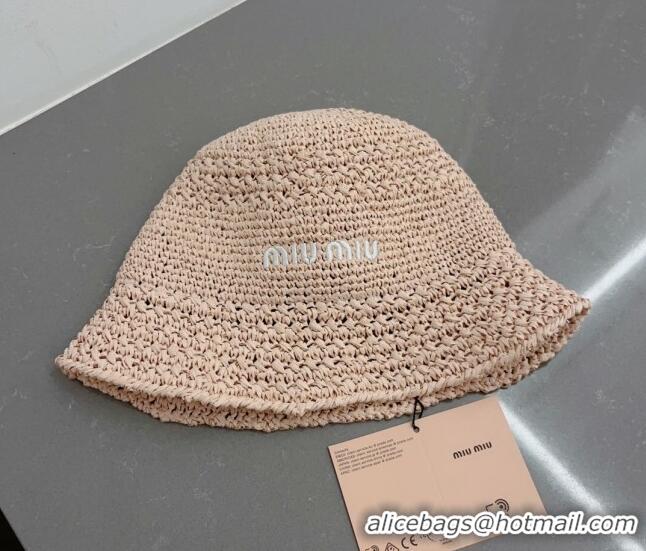 Cheapest Miu Miu Straw Bucket Hat 061302 Light Pink 2023