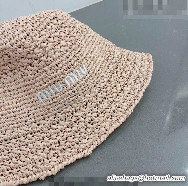 Cheapest Miu Miu Straw Bucket Hat 061302 Light Pink 2023