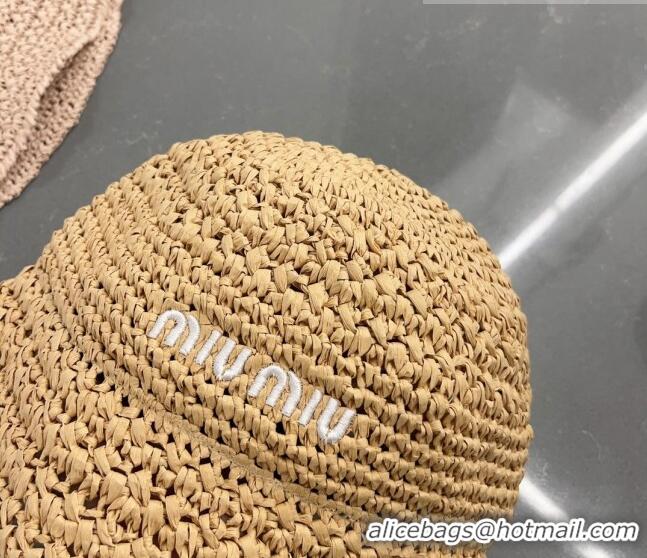 Spot Bulk Miu Miu Straw Bucket Hat 061302 Apricot 2023