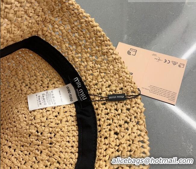 Spot Bulk Miu Miu Straw Bucket Hat 061302 Apricot 2023