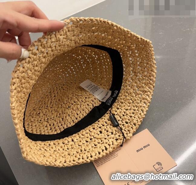 Spot Bulk Miu Miu Straw Bucket Hat 061302 Apricot 2023