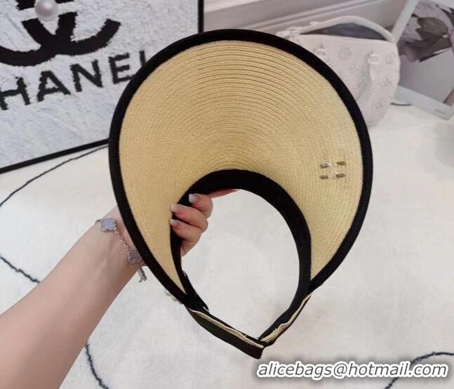 Original Cheap Chanel Straw Visor Hat with Pearls 061306 Beige 2023