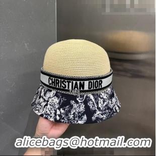 New Design Dior Straw Bucket Hat 061301 Apricot/Black 2023