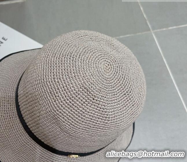 Luxury New Dior CD Straw Wide Brim Hat with Bow 0613 Grey 2023