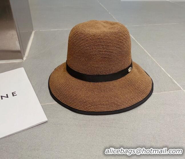 Modern Classic Dior CD Straw Wide Brim Hat with Bow 0613 Brown 2023