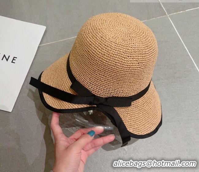 Generous Dior CD Straw Wide Brim Hat with Bow 0613 Khaki 2023