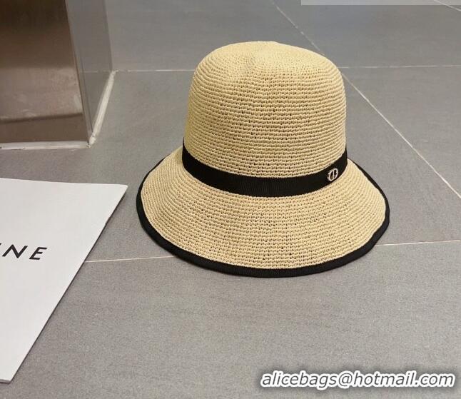 Market Sells Dior CD Straw Wide Brim Hat with Bow 0613 Beige 2023