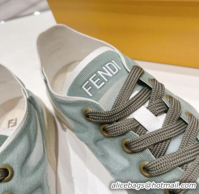 Shop Duplicate Fendi Match Mesh Low Top Sneakers Green 420070