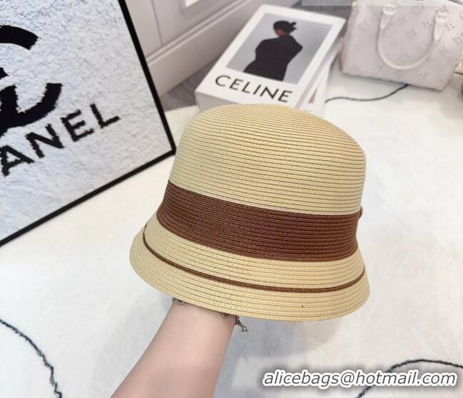 Top Quality Prada Straw Bucket Hat 061302 Beige/Brown 2023