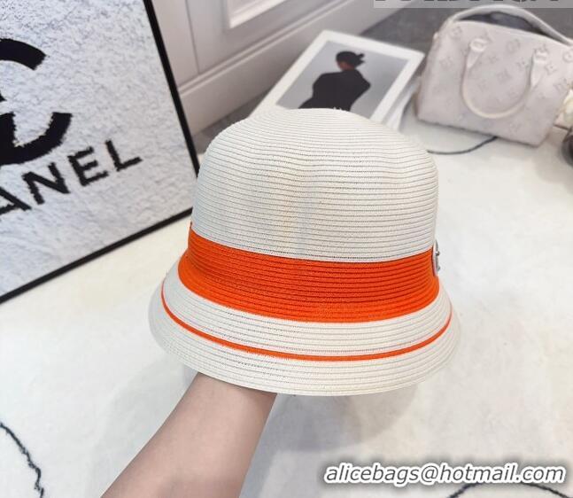 Buy Inexpensive Prada Straw Bucket Hat 061302 White/Orange 2023